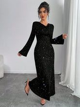 Women's Elegant Dress With Silver Foil Drape Collar